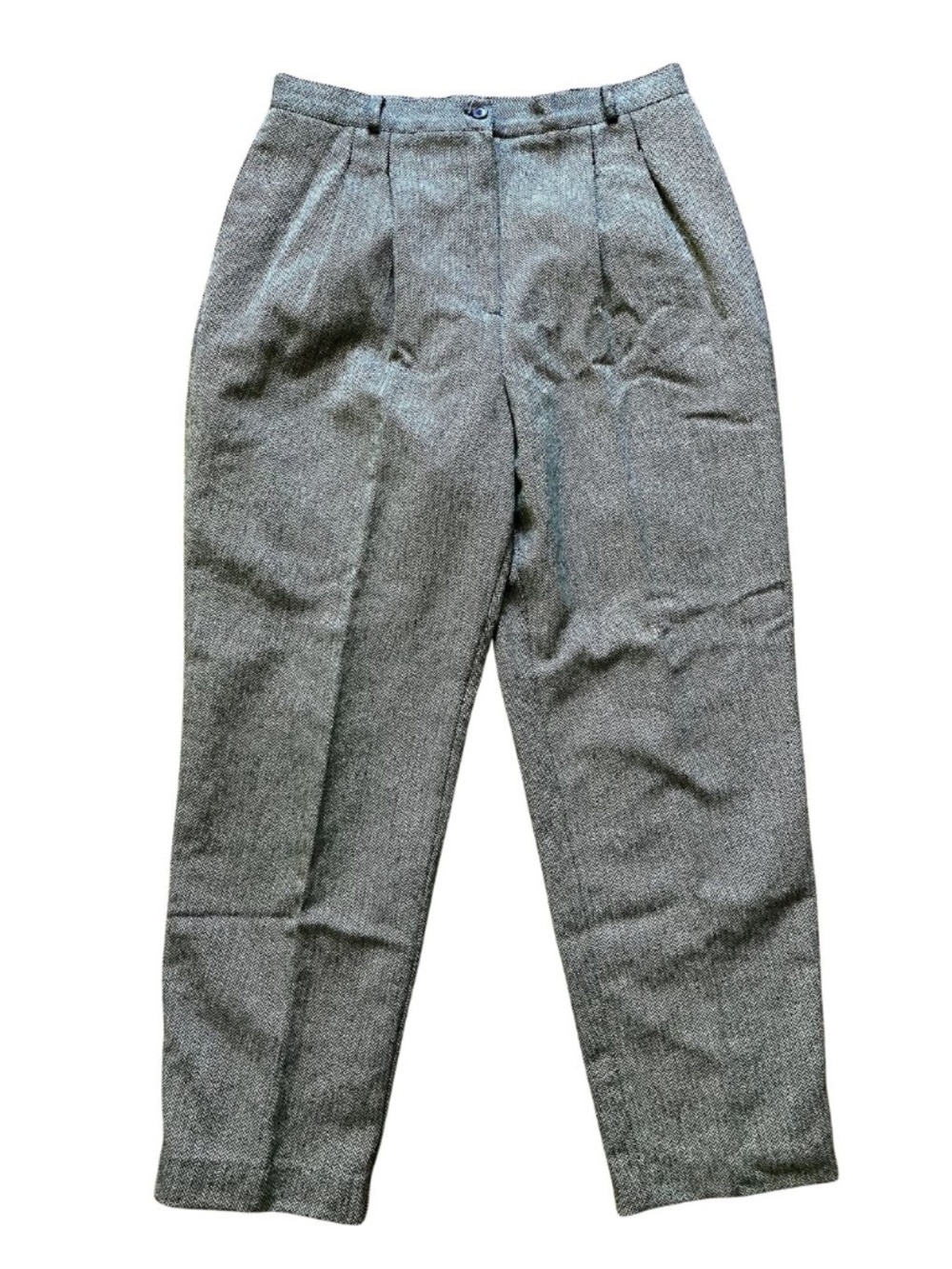 Vintage High Waisted Black & White Chevron Trousers Dark Academia Slacks Pleats